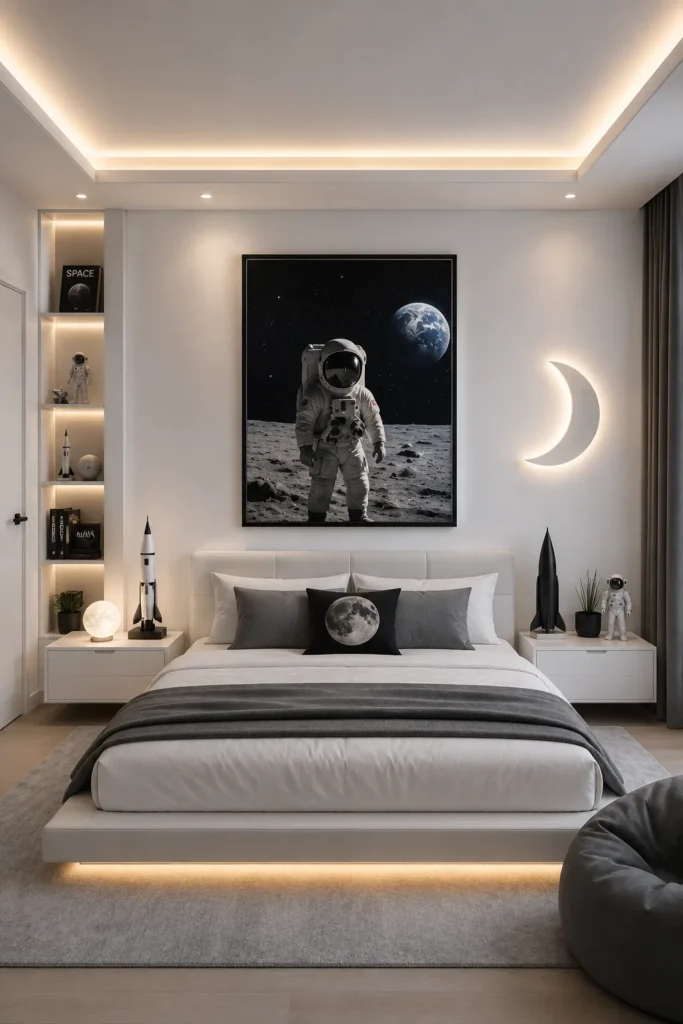 Astronaut-Themed Minimalist Room