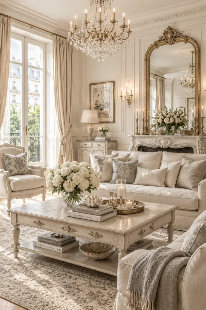 Elegant Neutral French Living Room