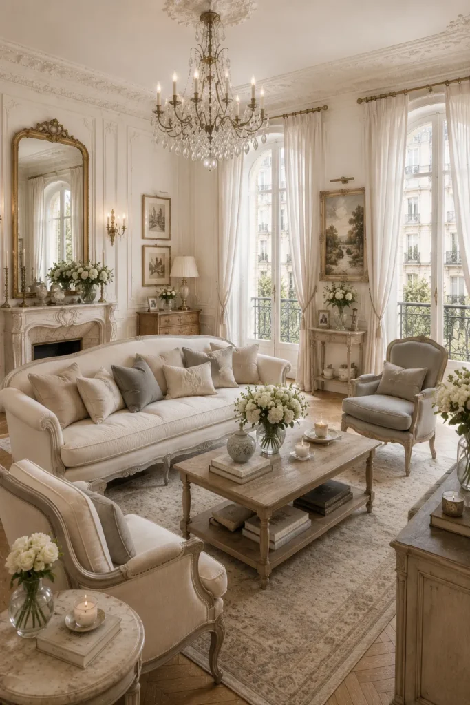 French Living Room with a Soft Neutral Palette