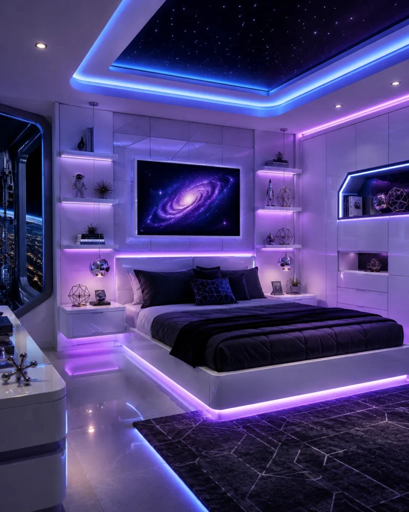 Futuristic LED Bedroom Design