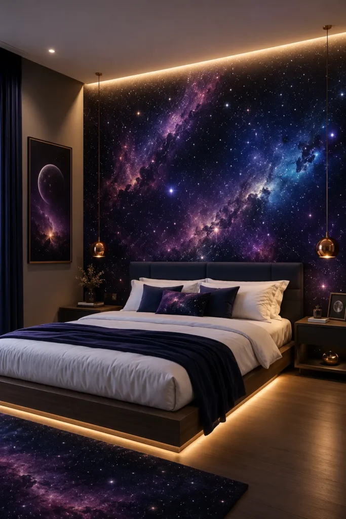 Galaxy Accent Wall Bedroom
