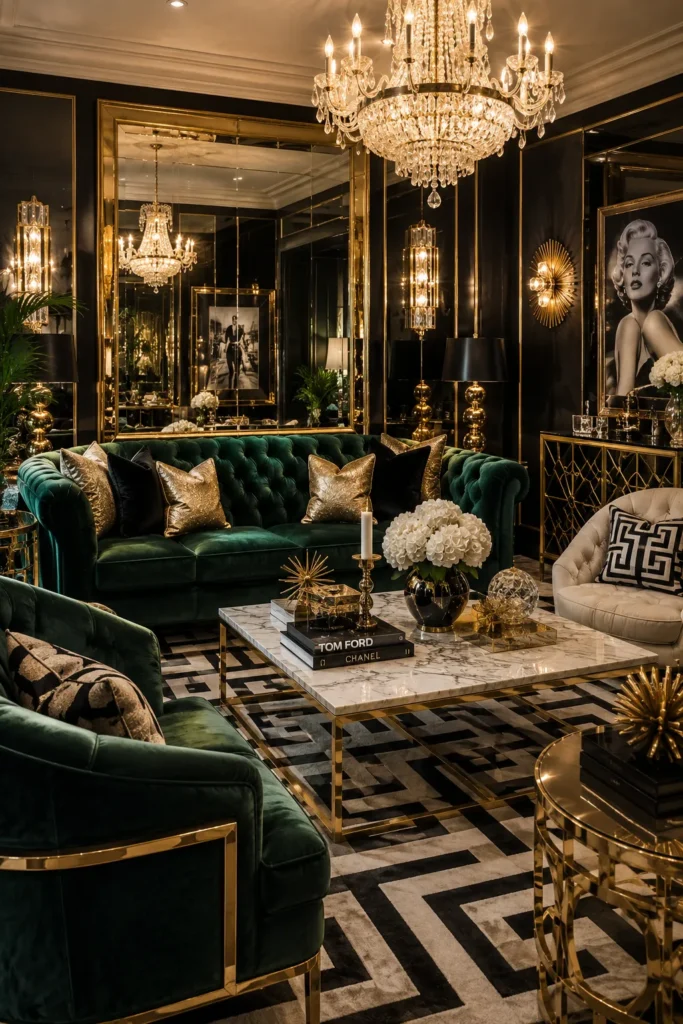 Hollywood Regency Glam Living Room