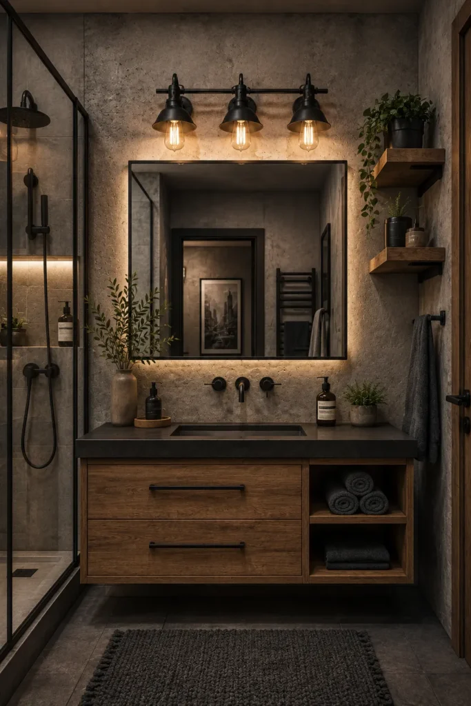 Industrial Black Metal Vanity Lighting