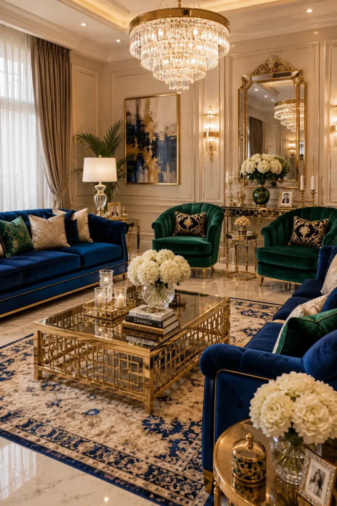 Jewel Tone Glam Living Room