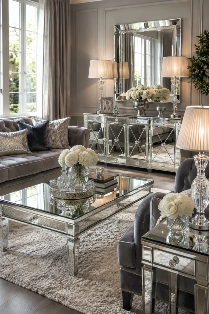 Mirrored Furniture for Elegant Glam
