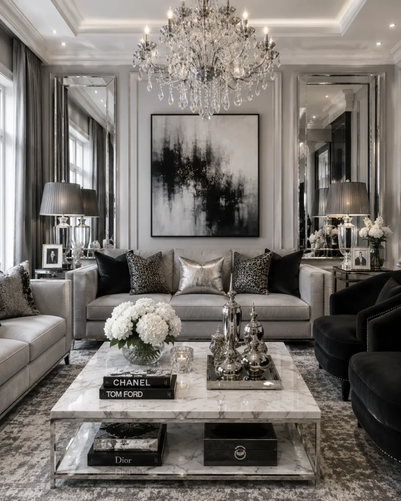 Monochrome Glam Living Room