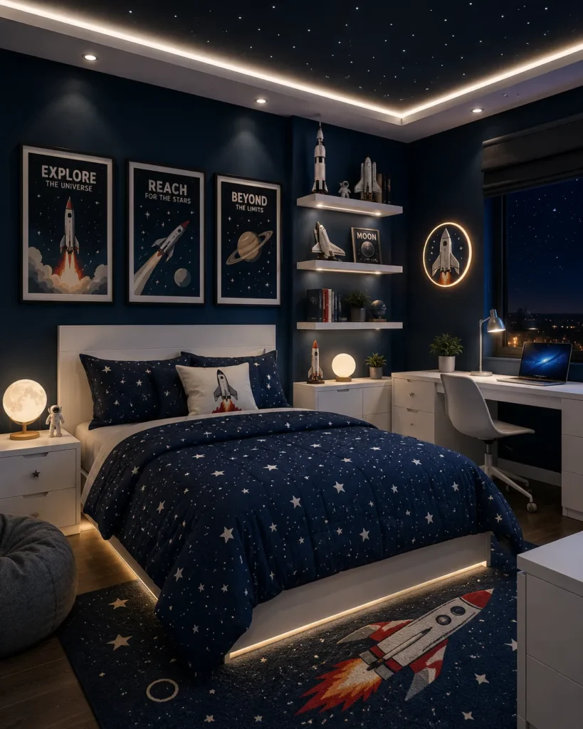 Rocket Ship Inspired Bedroom