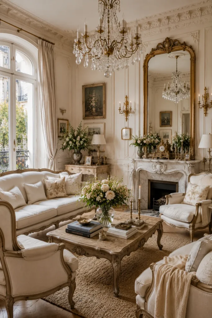 Timeless French Living Room with Antique Details
