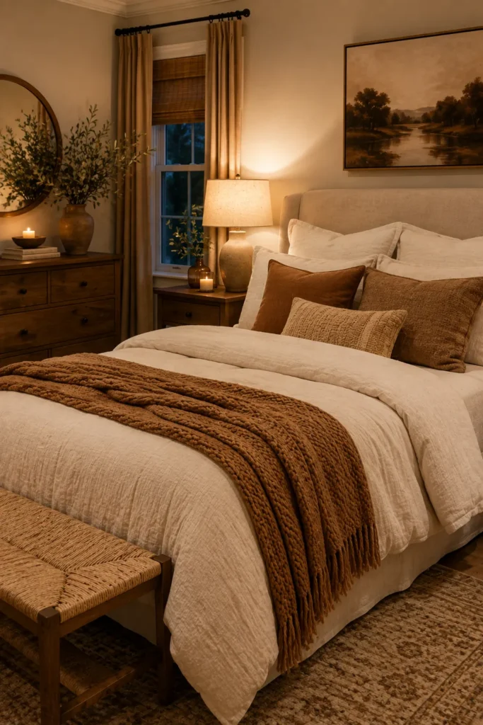 Beige and Brown Bedroom