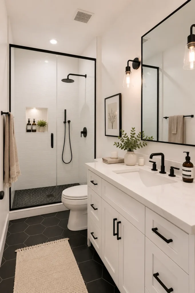Black Fixtures With White Bathroom