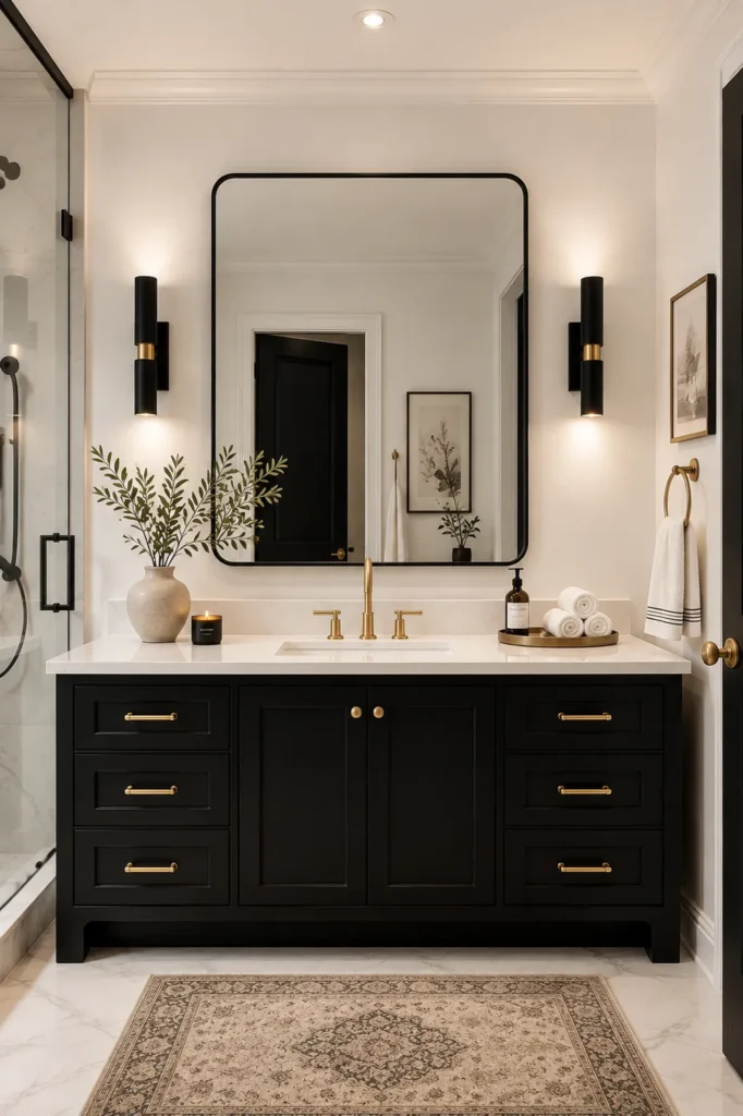 Black Vanity With White Walls
