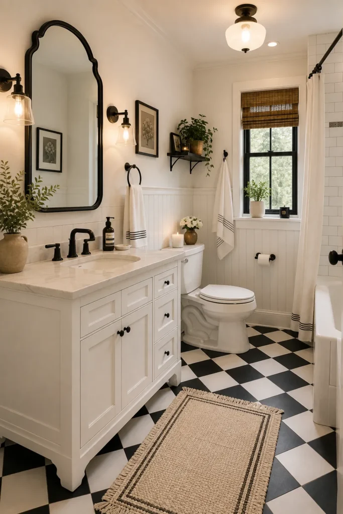 Black and White Checkerboard Floor