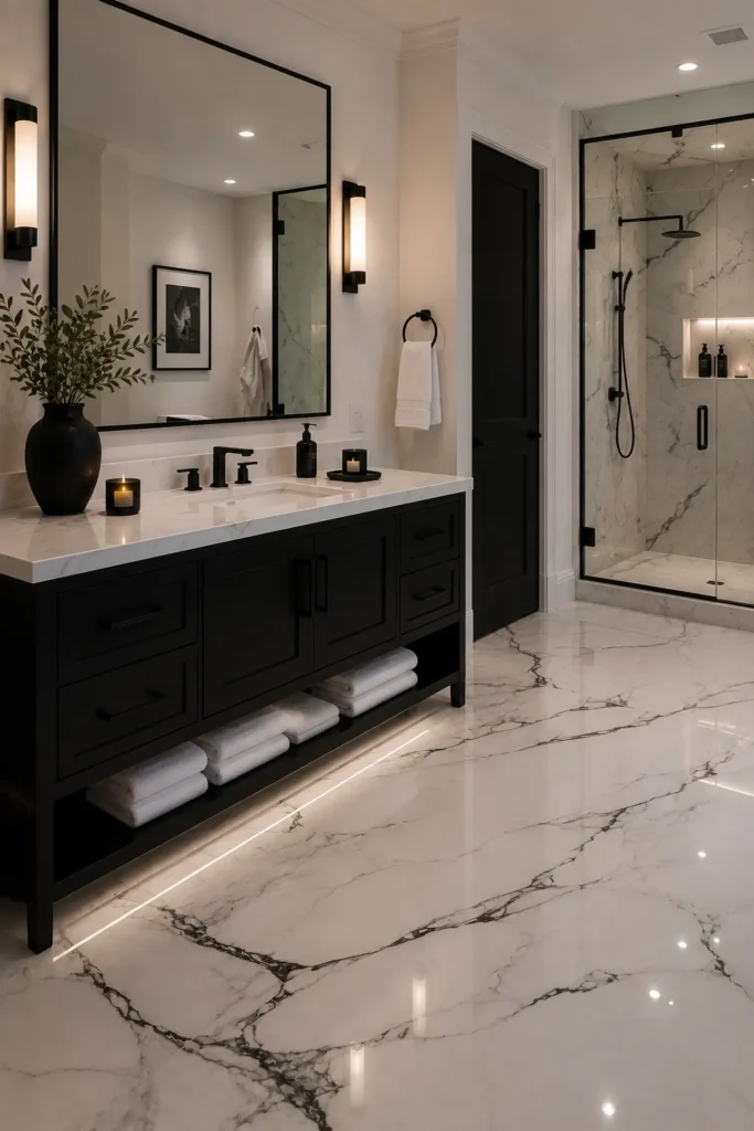 Black and White Marble Floor