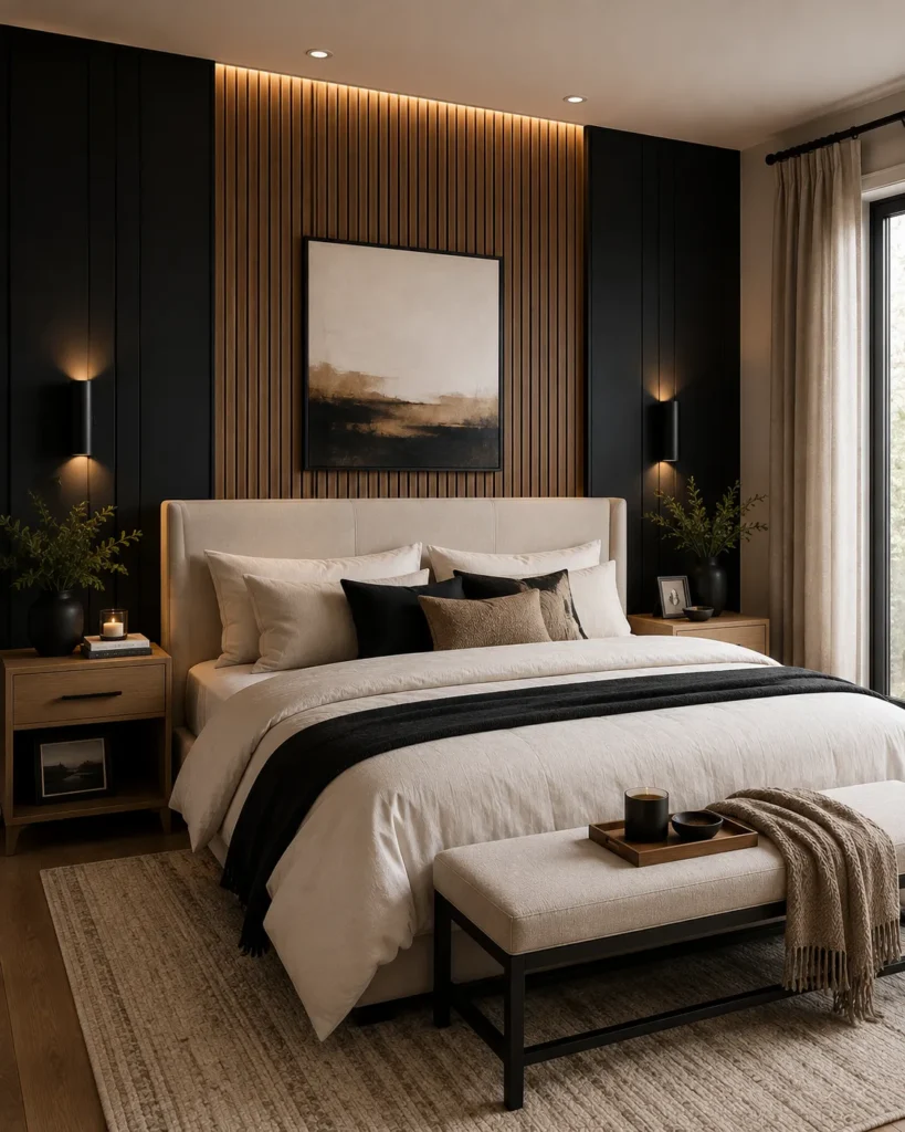 Black and Wood Combination Wall