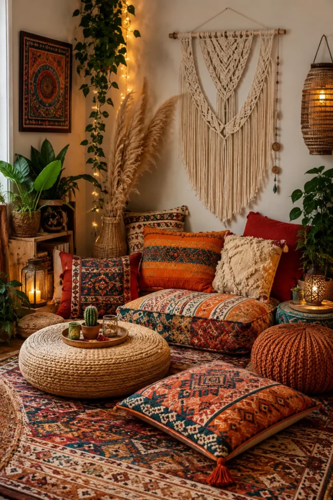 Boho Corner with Floor Cushions
