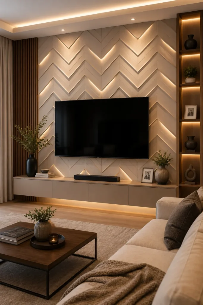 Chevron 3D Panel TV Wall