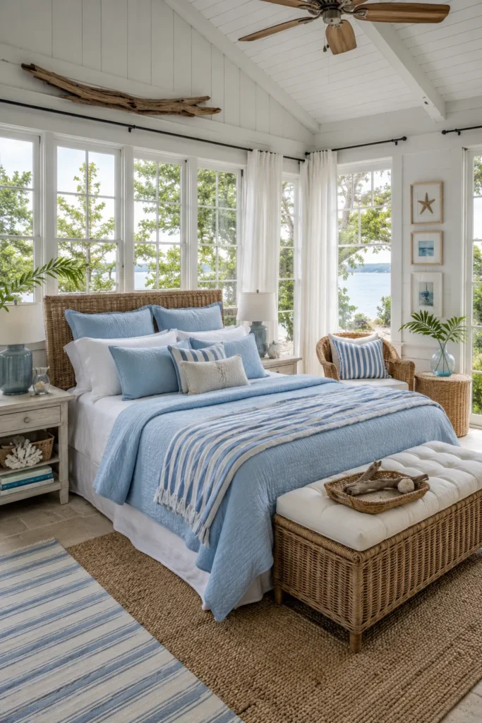 Coastal Sunroom Bedroom in Soft Blue Tones