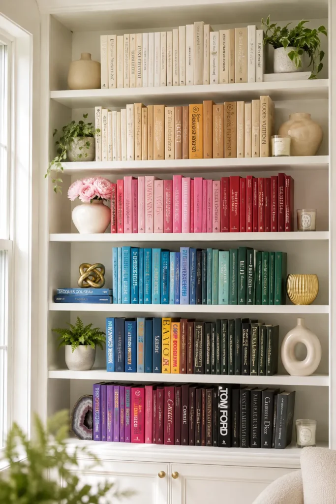 Color-Coordinated Book Collection Display