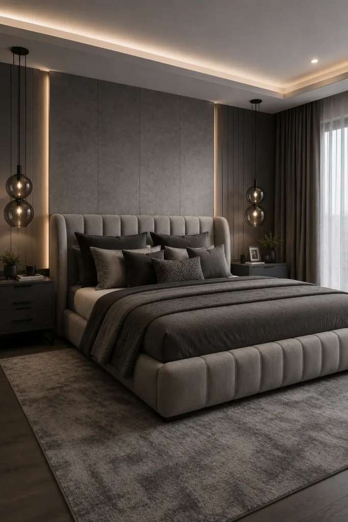 Contemporary Gray Luxury Bedroom