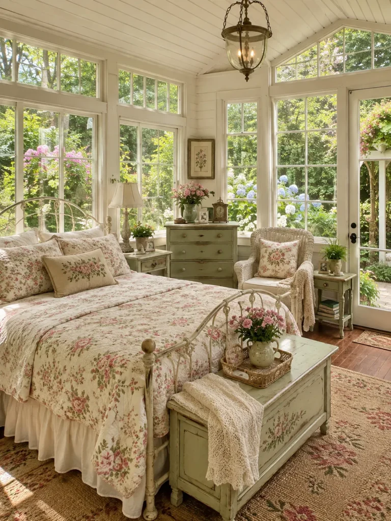 Cottage-Style Sunroom Bedroom with Bright Views