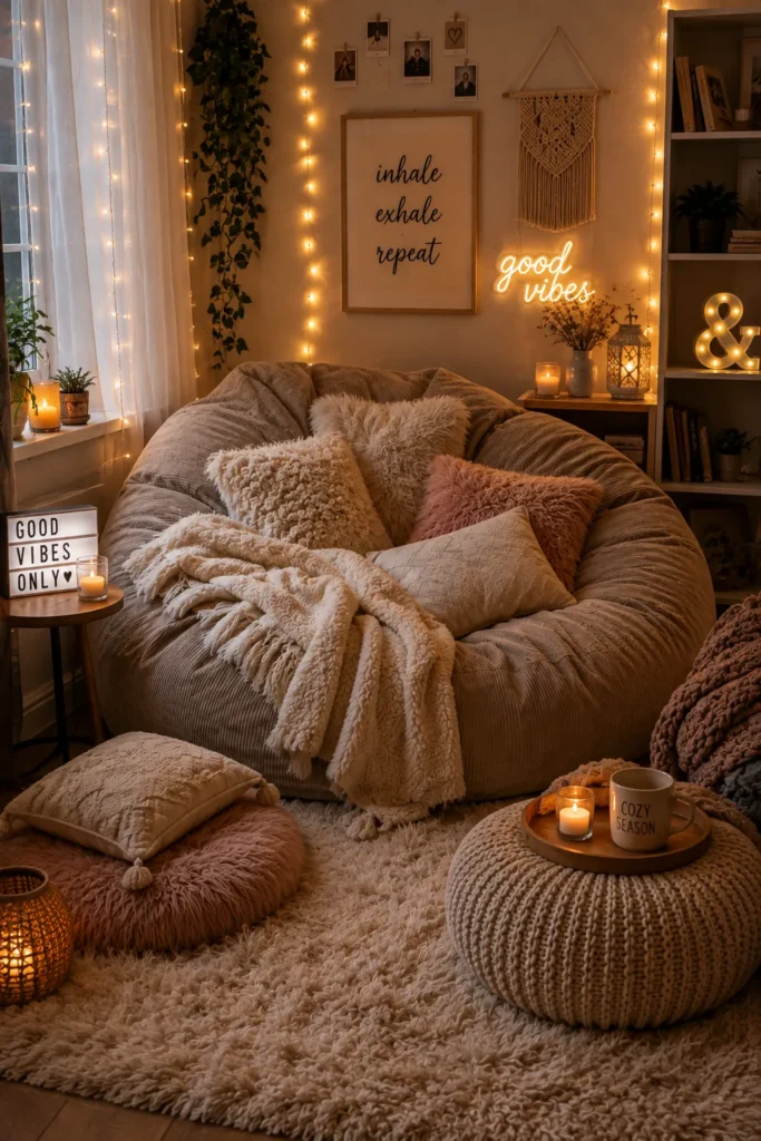 Cozy Corner with Oversized Bean Bag
