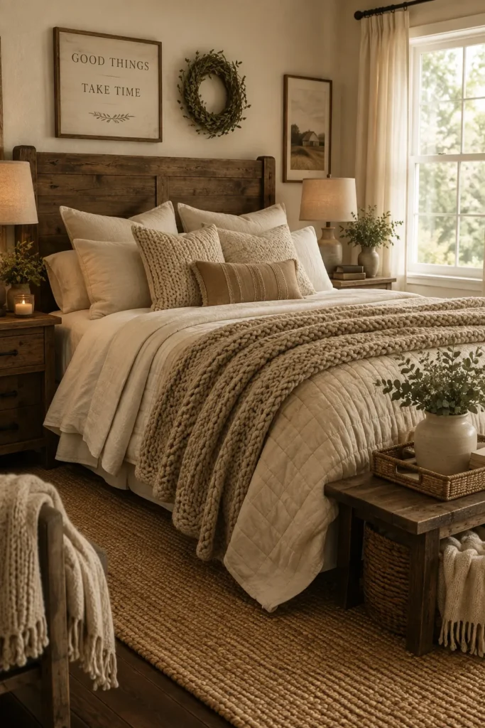 Cozy Layered Bedding with Soft Textures