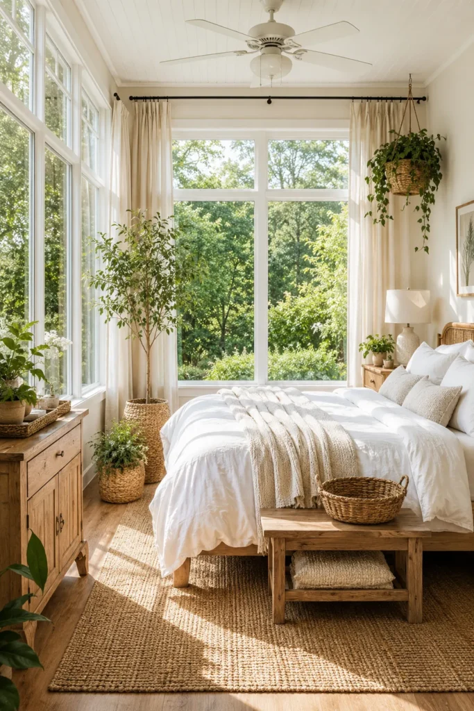 Cozy Sunroom Bedroom with Floor-to-Ceiling Windows