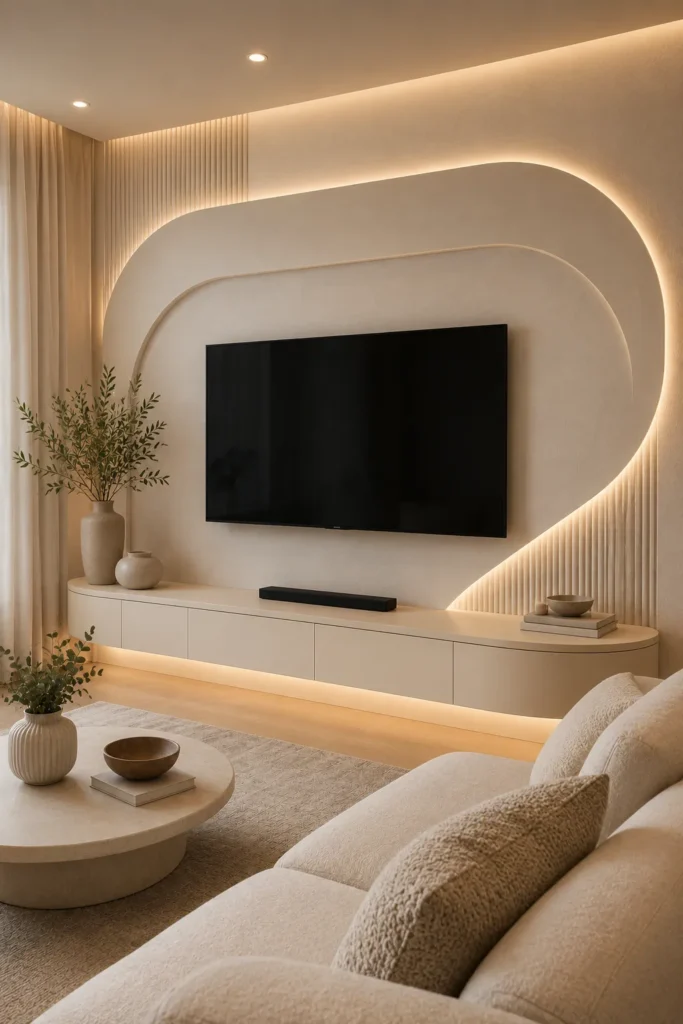 Curved 3D TV Feature Wall