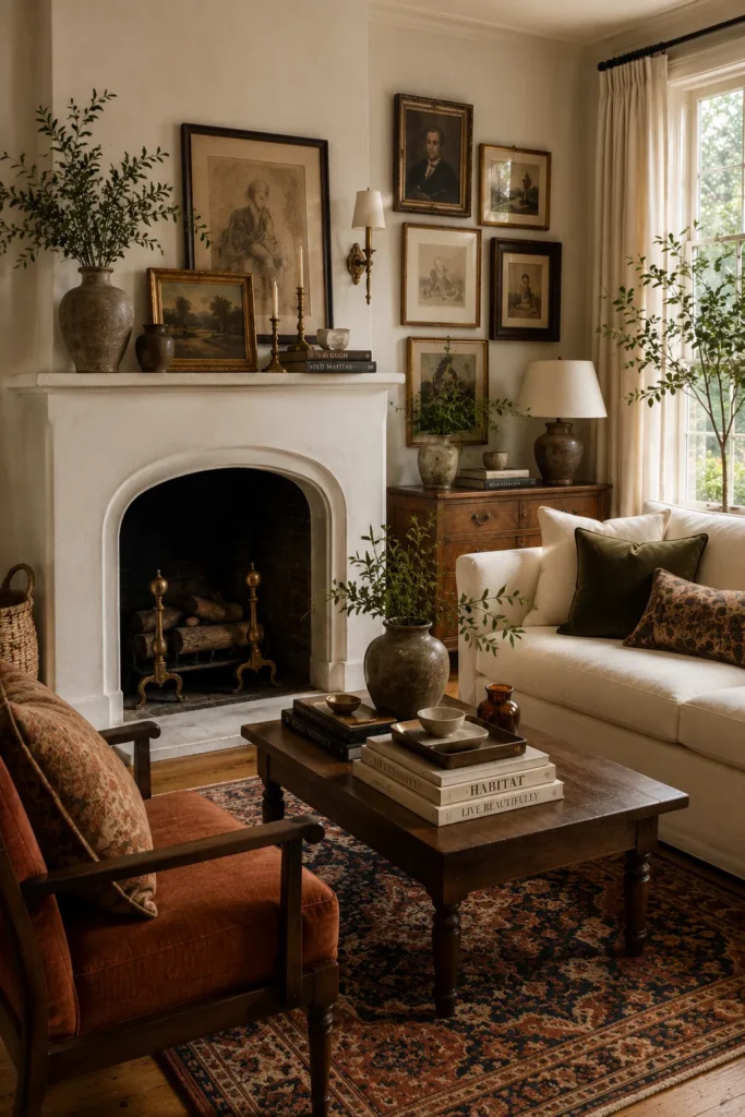 Eclectic Fireplace Styling