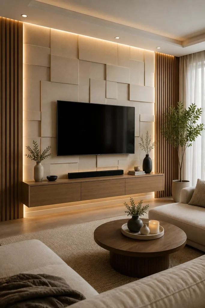 Floating Console 3D TV Wall