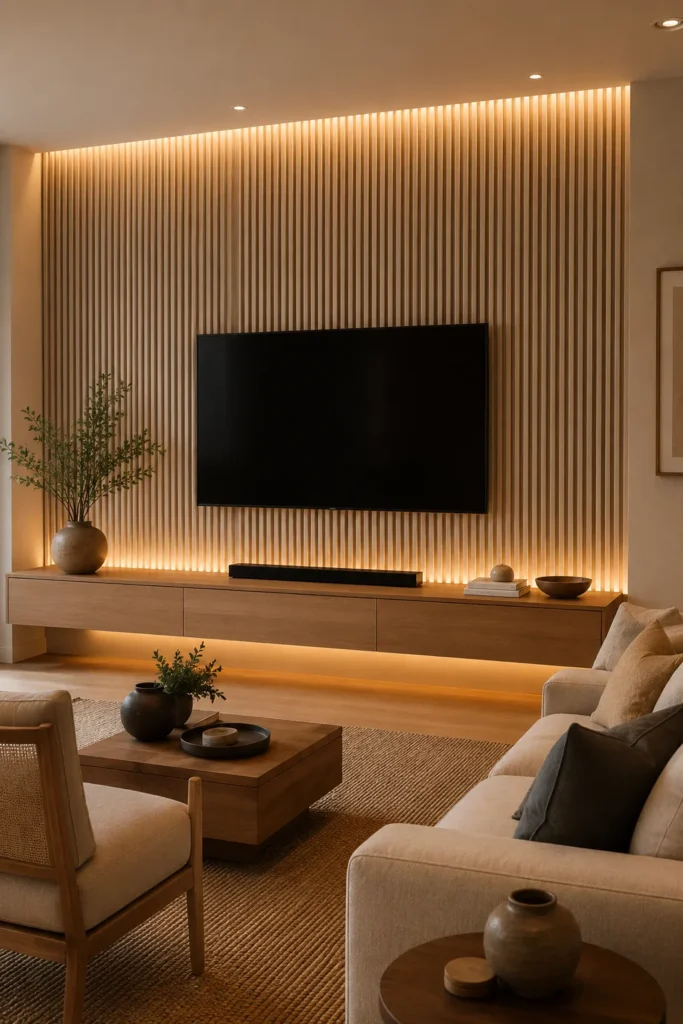 Fluted 3D TV Wall