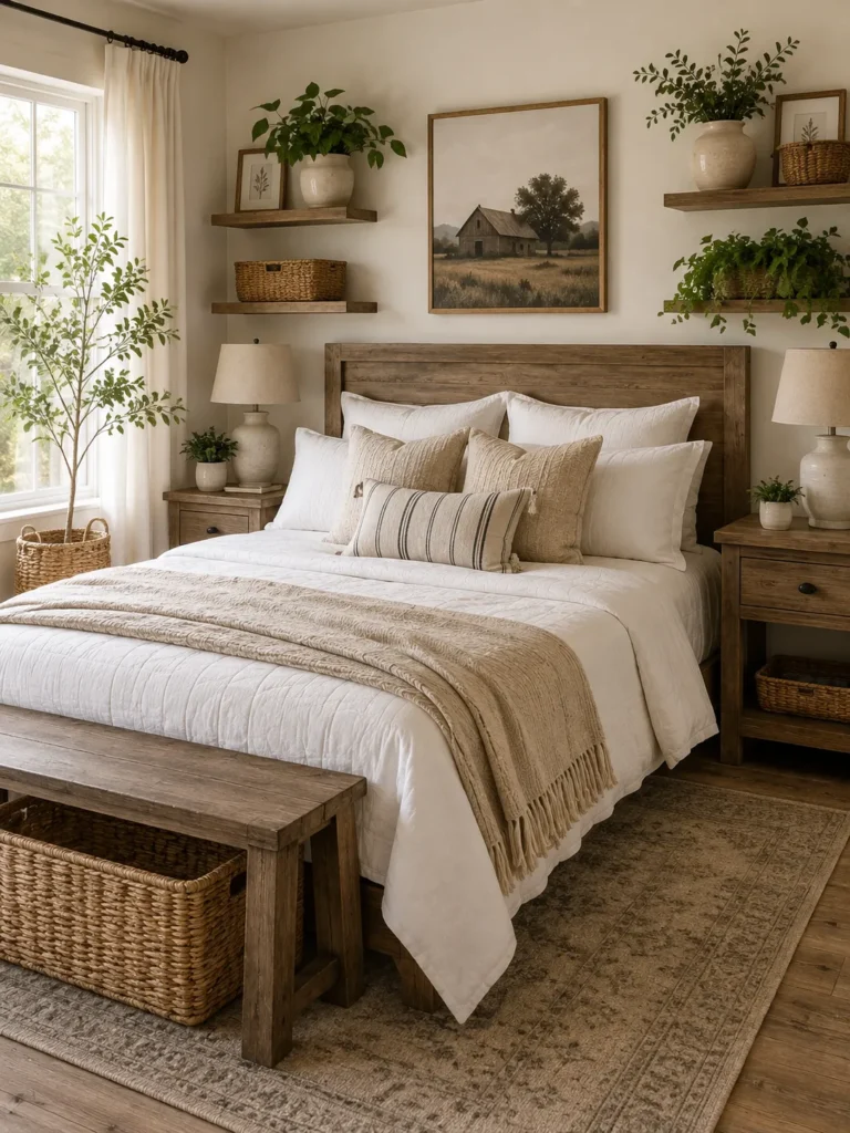 Minimal Farmhouse Decor with Greenery