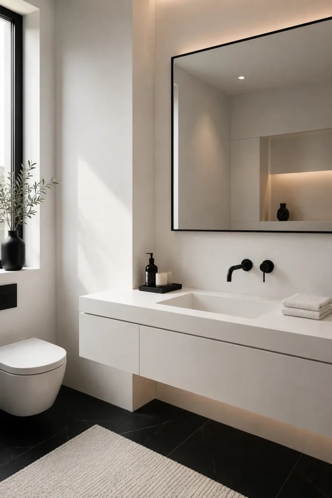 Minimalist Black and White Bathroom