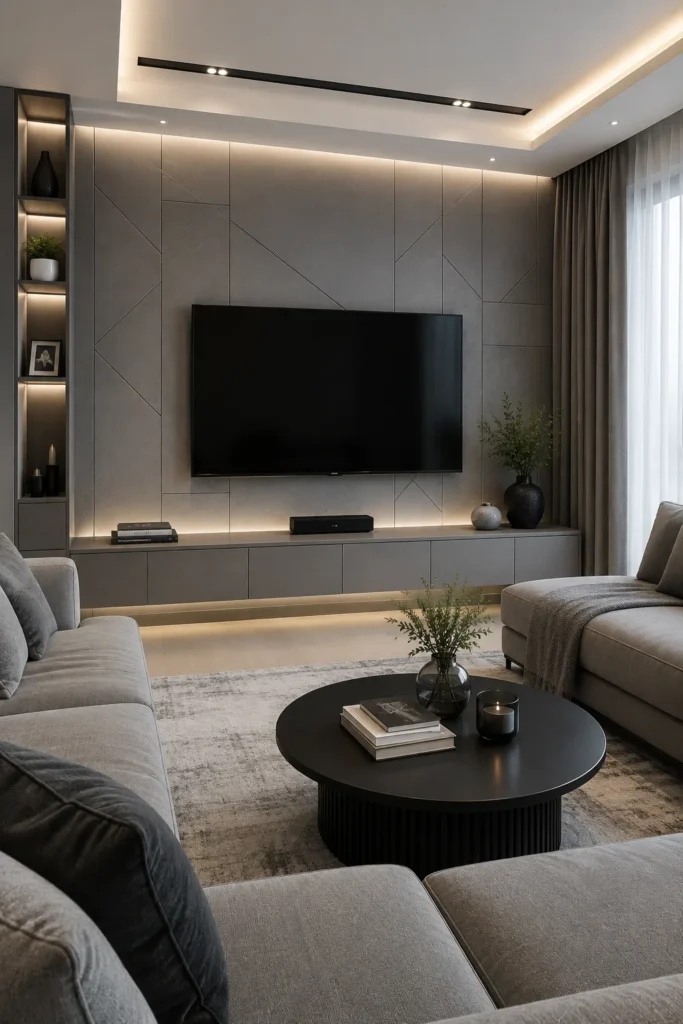Minimalist Gray 3D TV Wall