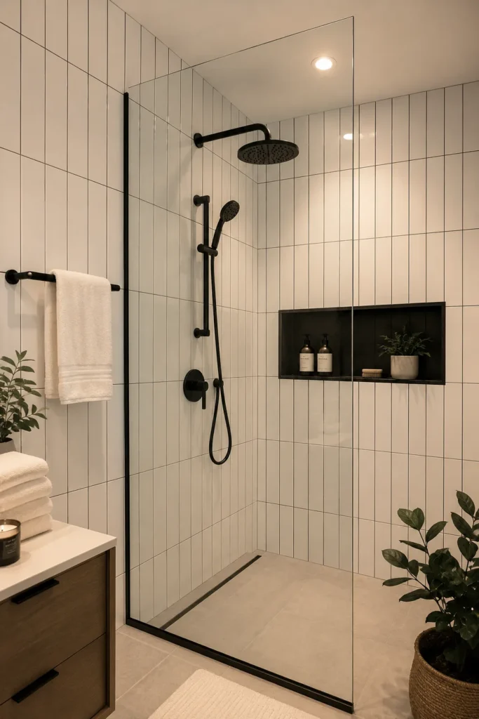 Modern Black and White Shower