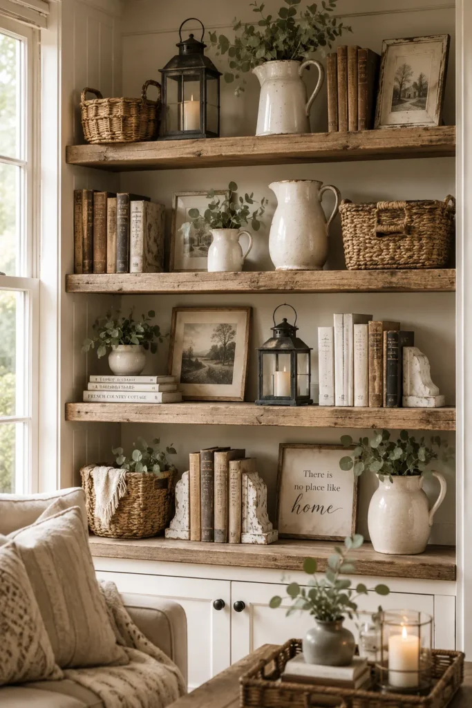 Modern Farmhouse Bookshelf with Rustic Charm