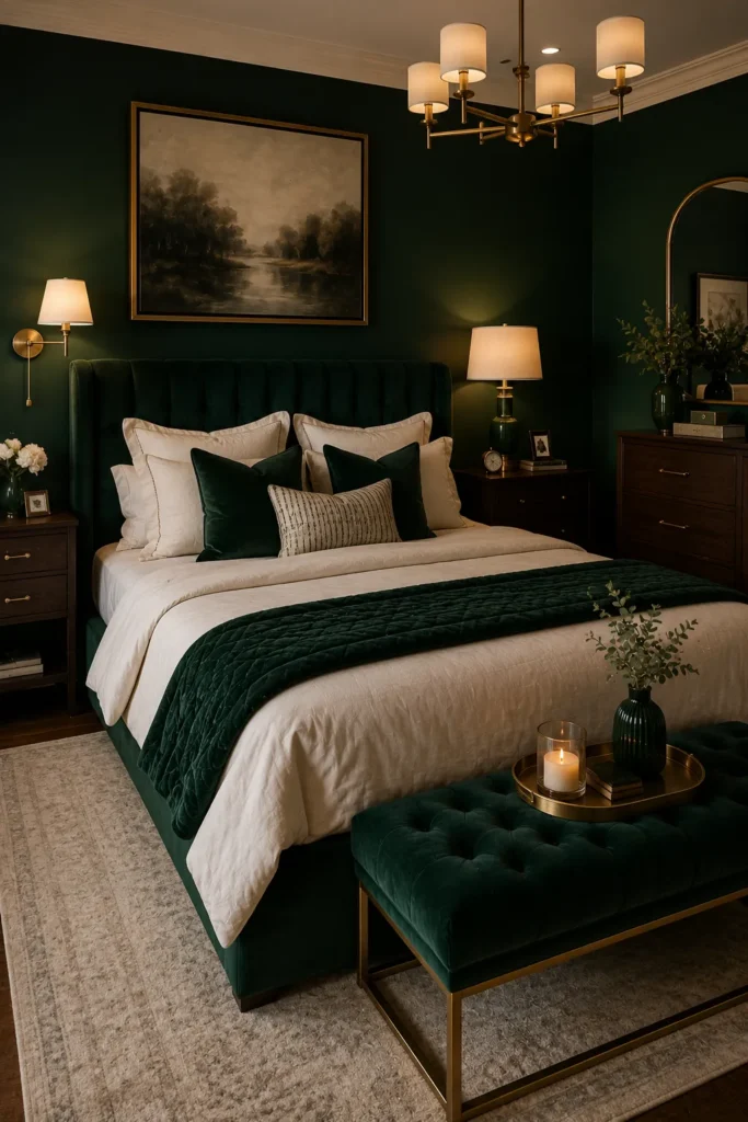 Moody Emerald Green Bedroom