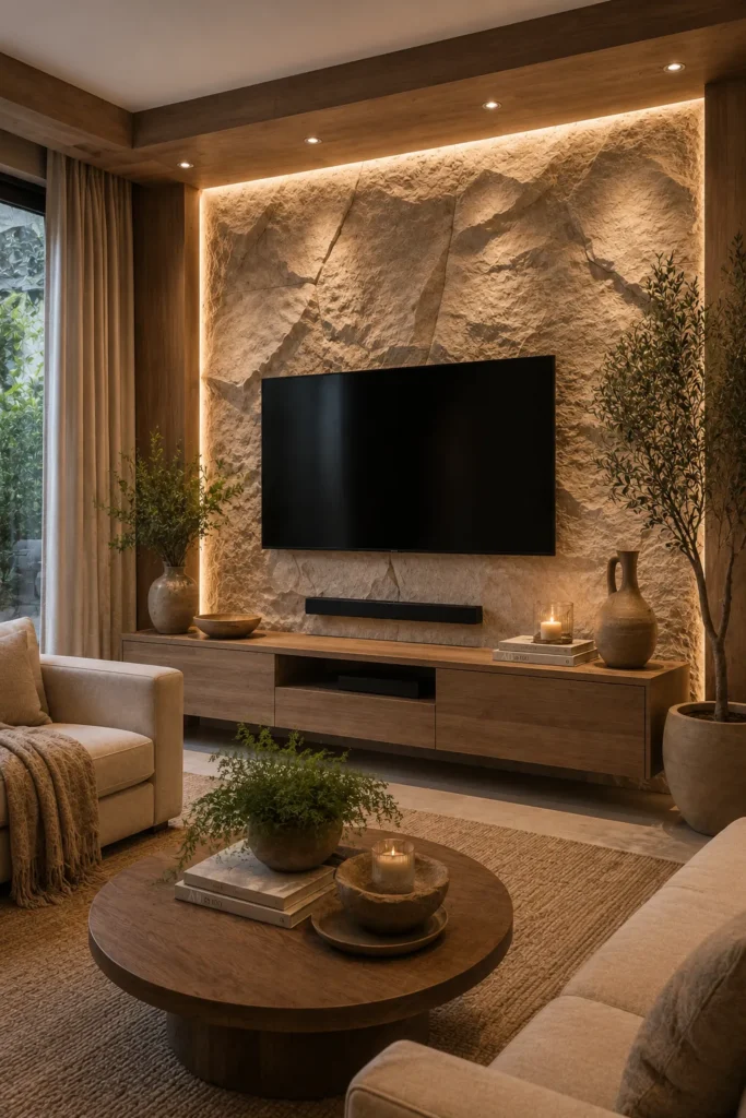 Natural Stone 3D TV Wall