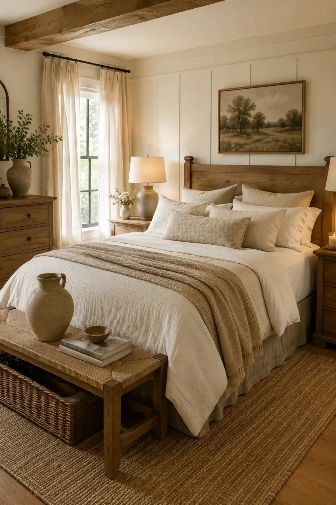 Neutral Color Palette with Warm Wood Accents