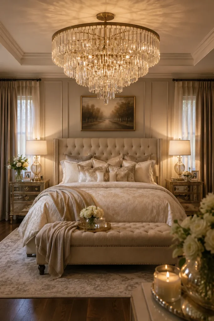 Statement Chandelier Bedroom