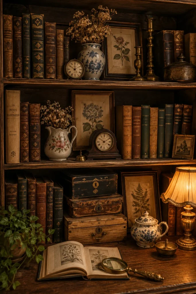 Vintage-Inspired Bookshelf with Antique Finds