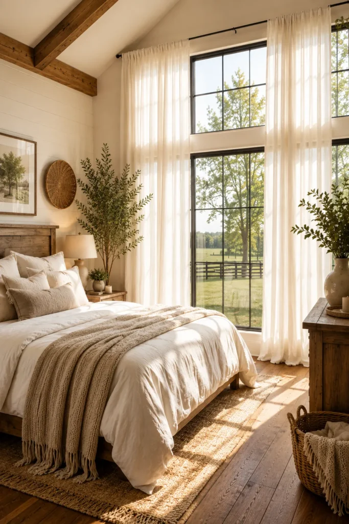 White Linen Curtains with Natural Light