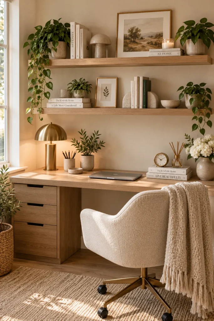 Floating Shelves Above a Desk