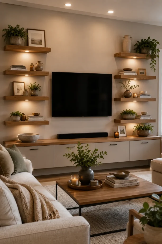 Floating Shelves Around a TV