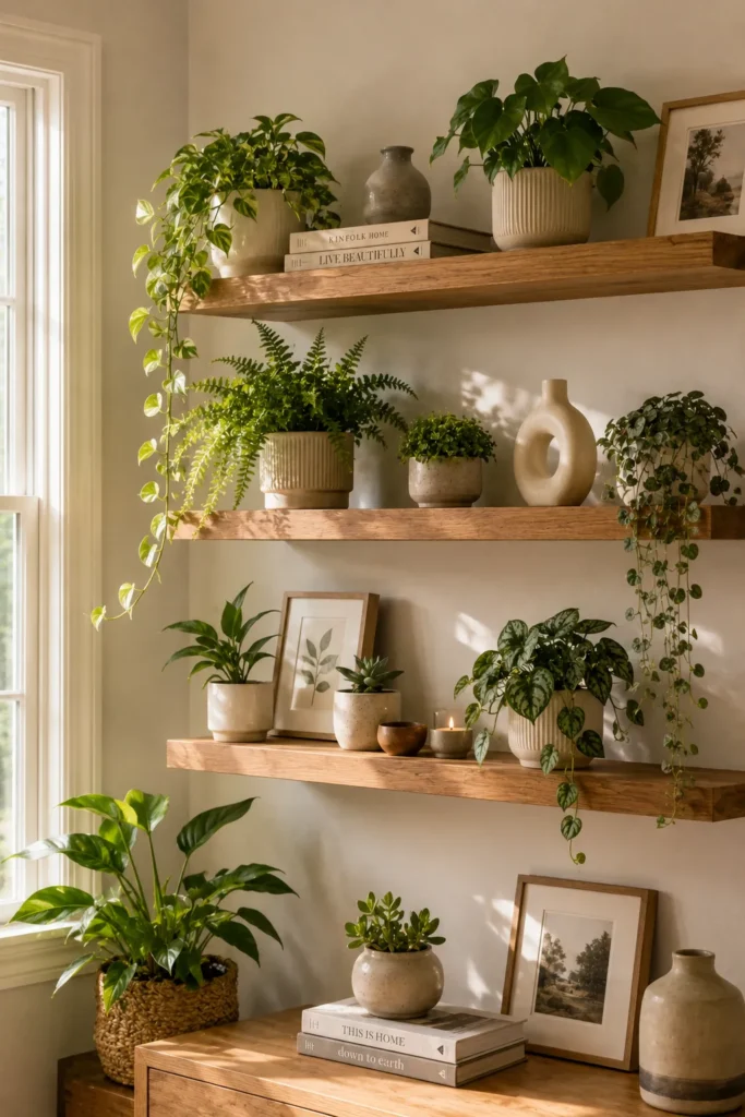 Floating Shelves With Plants