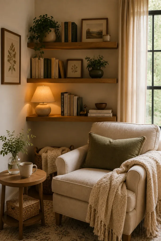 Floating Shelves for a Reading Nook