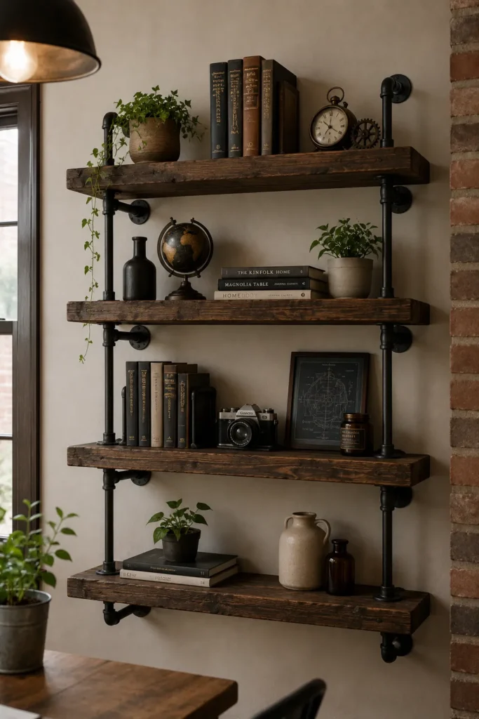 Industrial Pipe Floating Shelves
