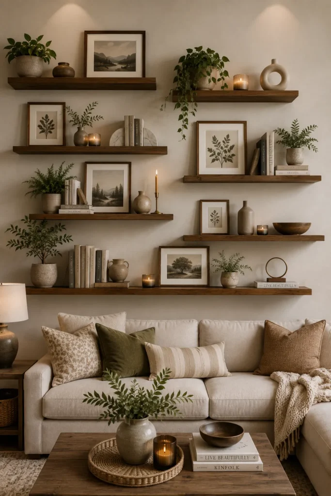 Layered Floating Shelf Gallery Wall