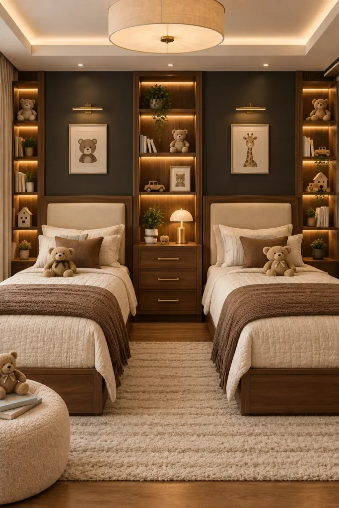 Modern Kids Bedroom With Dark Accent Wall