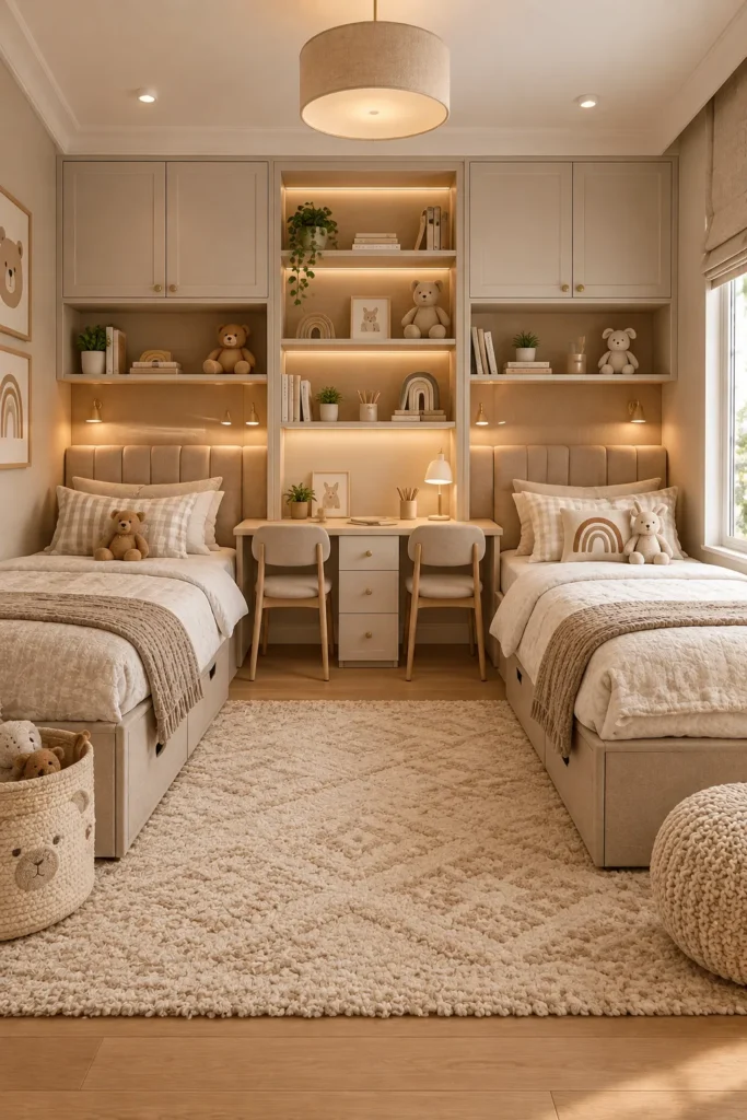 Neutral Shared Kids Bedroom